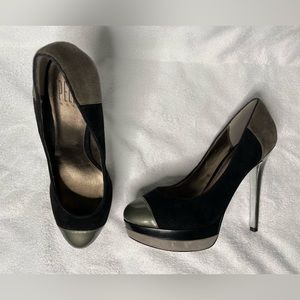 Gray and black 5 inch heel